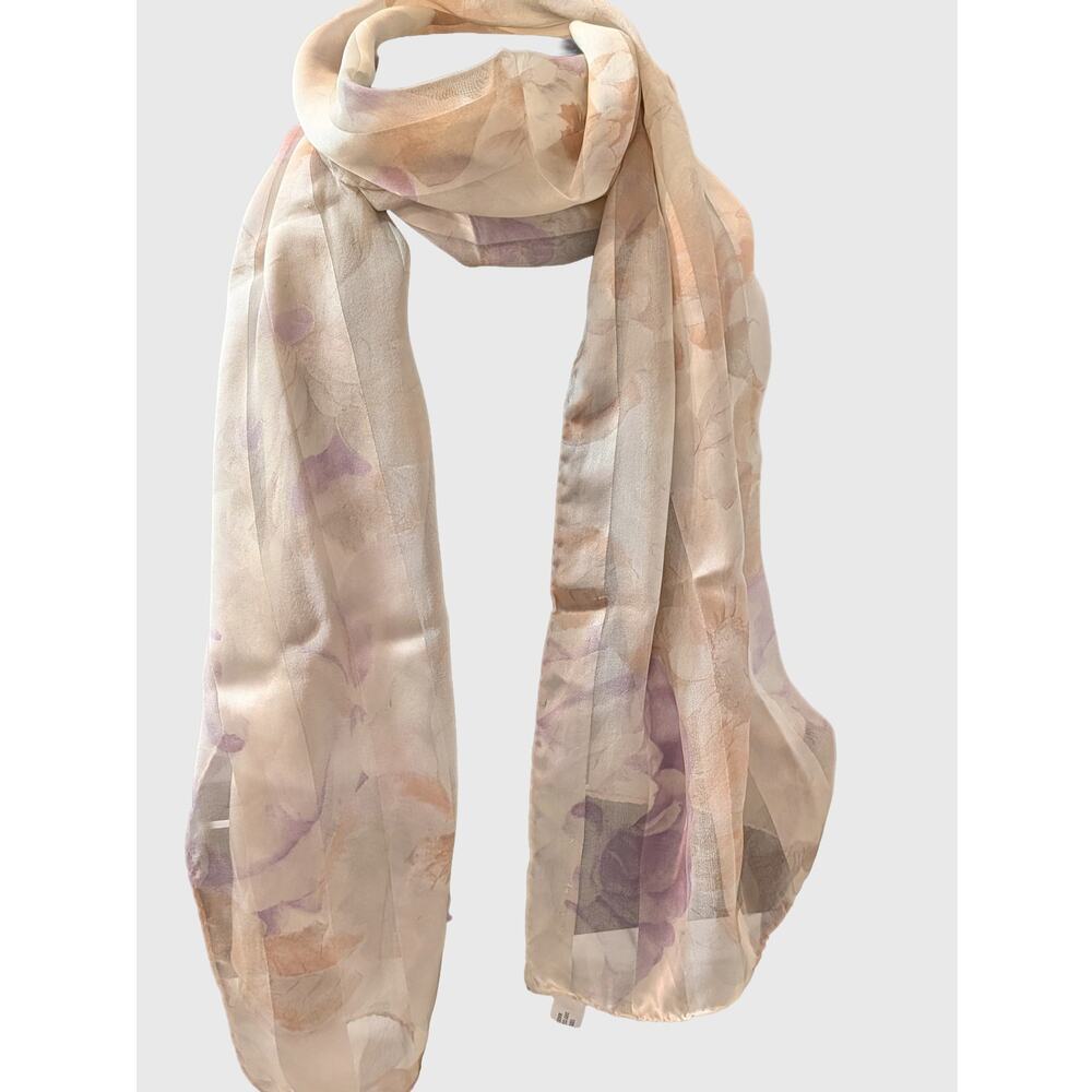 Vintage Preview Collection 100% Silk Scarf Made in Italy Sheer Stripe Pastel